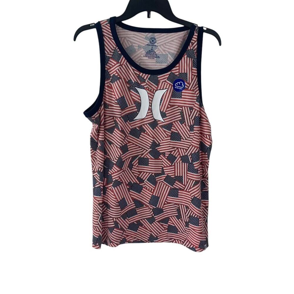 HURLEY American Flag Mens Tank Top T-Shirt Size Sm 4th of July Pattern Patriot